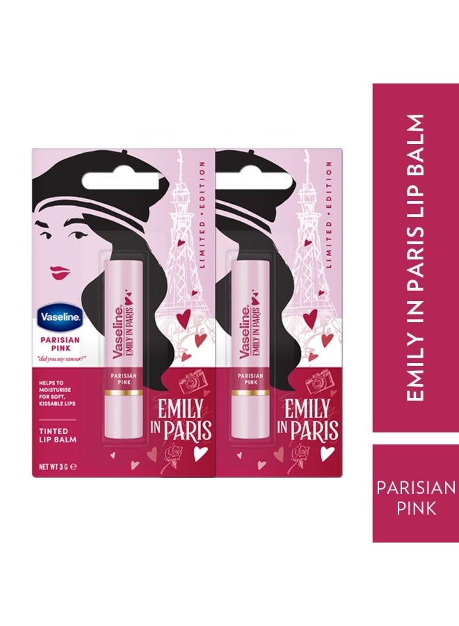 Vaseline Parisian Pink Emily in Paris Limited Edition Pink Tinted Lip Balm Stick 3g (Pack of 2) - Image 2